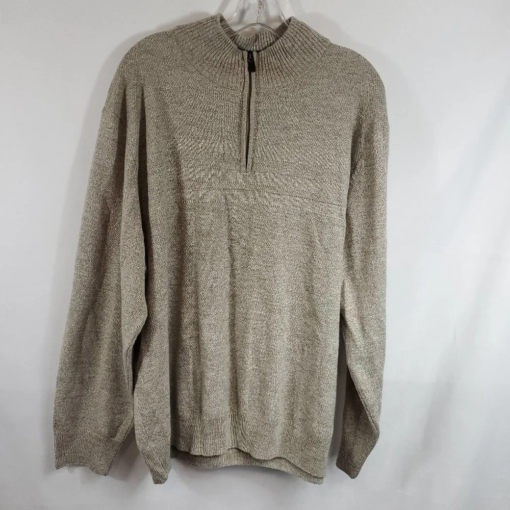 Vintage Dockers Mens Sweater Quarter Zip High Collar Brown Tan Pullover Sz XXL